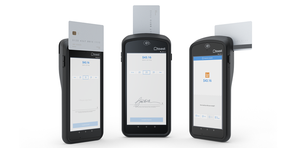 Toast Go Mobile handheld Point of Sale device, powered by MediaTek